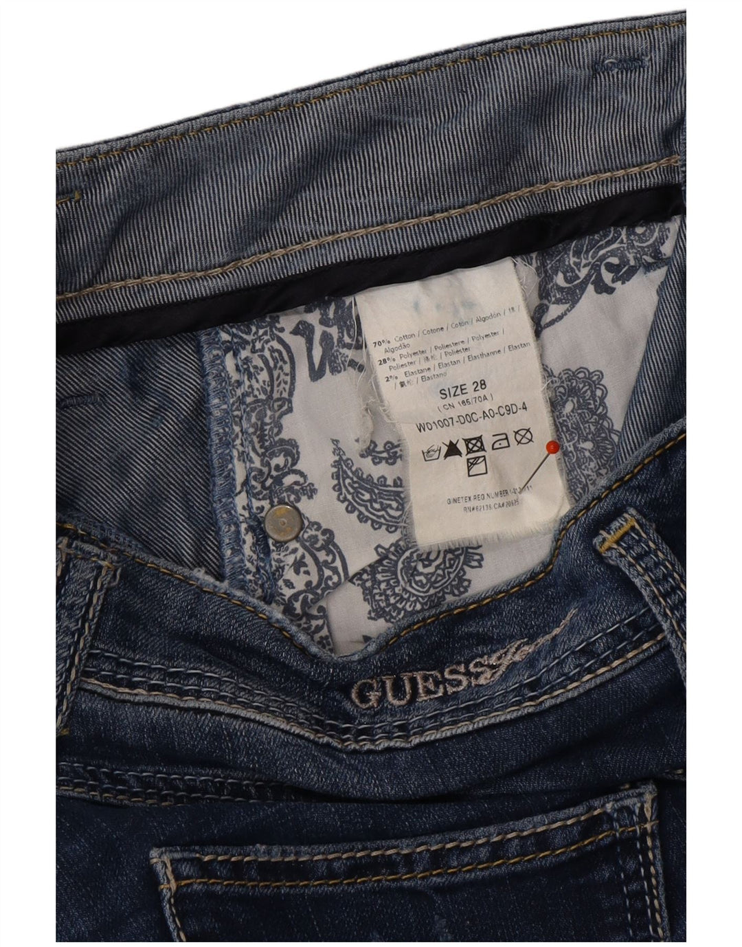 GUESS Womens Tapered Jeans W28 L28 Blue Cotton