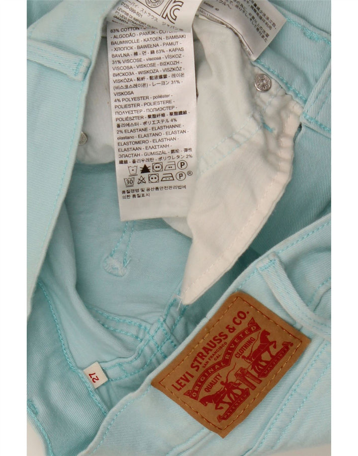 Pantaloni scurți din blugi pentru femei LEVI'S W27, bumbac turcoaz mic