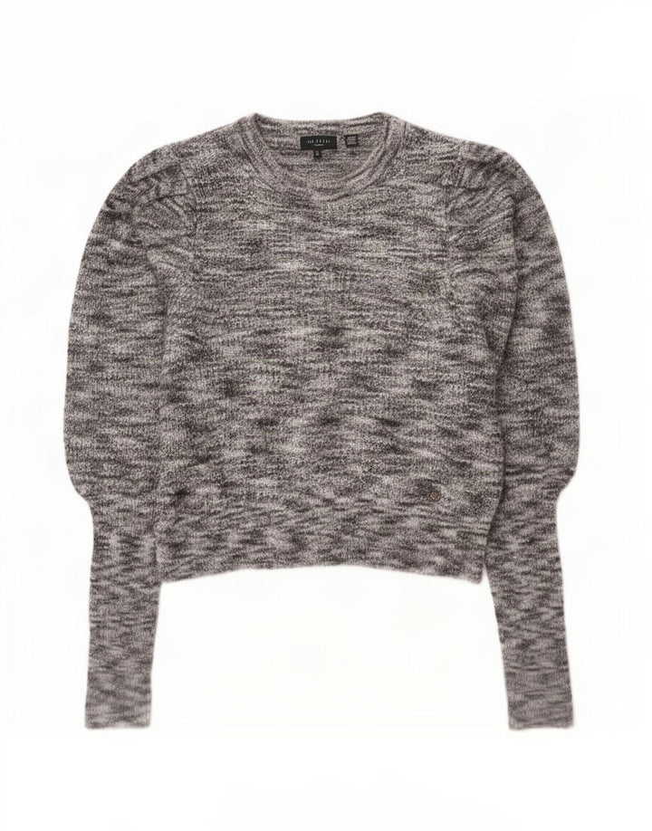 Pulover de damă Ted Baker cu decolteu cu barcă, mărime 2, mic, gri, pete
