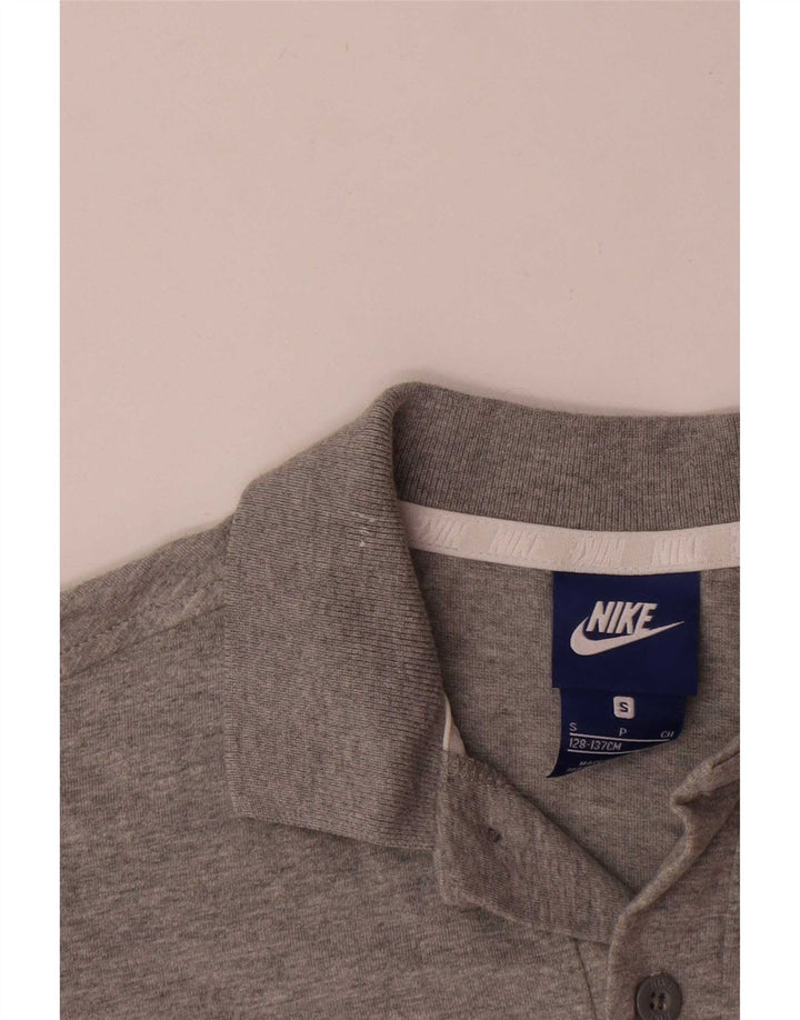 Tricou polo Nike pentru băieți 8-9 ani mic, gri bumbac cu pete