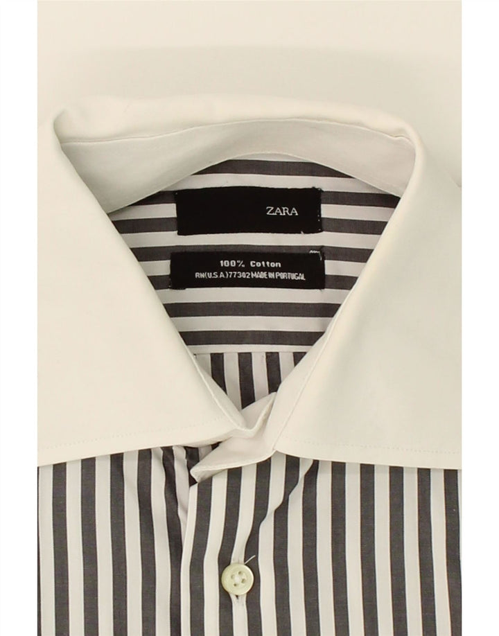 ZARA Mens Shirt Small Black Striped Cotton Vintage Zara and Second-Hand Zara from Messina Hembry 