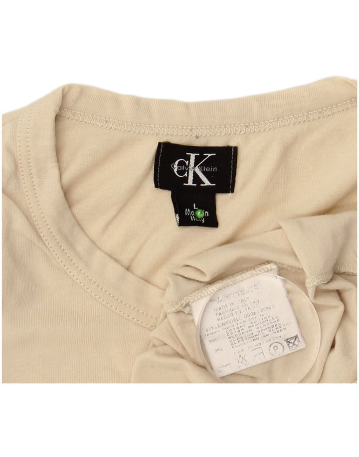 CALVIN KLEIN Tricou pentru femei Top UK 14 Large Beige Bumbac