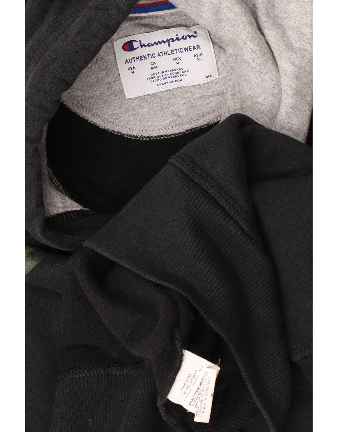 Pulover cu glugă grafic Champion pentru bărbați, bumbac mediu negru