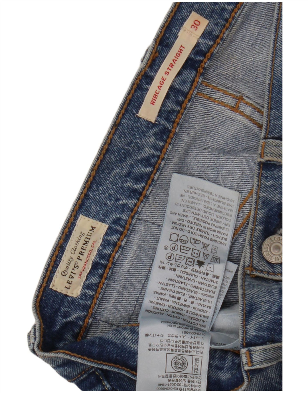 Blugi Drepți Distressed Ribcage LEVI'S L30 L29 Bumbac Albastru