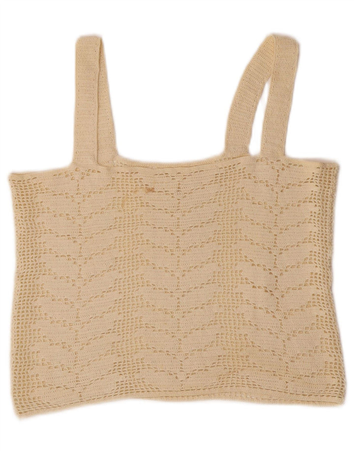 Top Crochet Crochet Vintage pentru femei UK 10 Small Off White