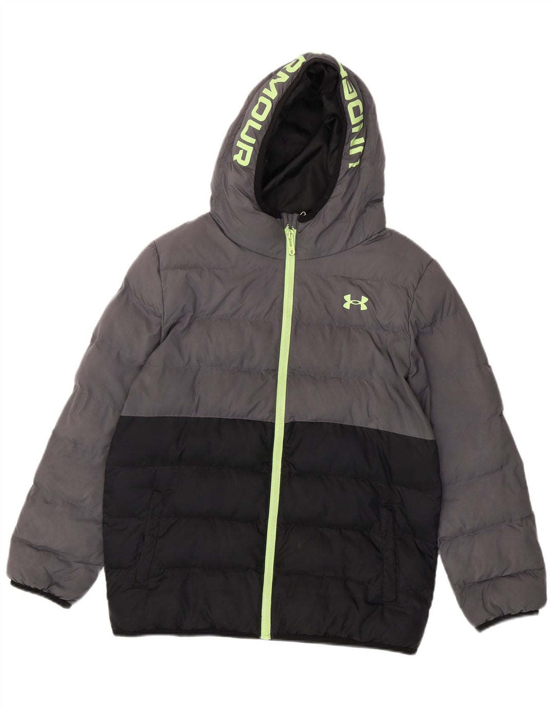 Jachetă căptușită cu glugă grafică Under Armour, pentru băieți, 12-13 ani, gri colorblock