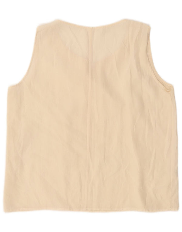 Bluză fără mâneci de epocă pentru femei UK 14, mare, mătase alb