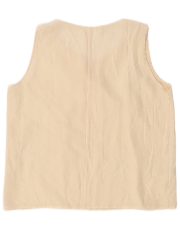 Bluză fără mâneci de epocă pentru femei UK 14, mare, mătase alb