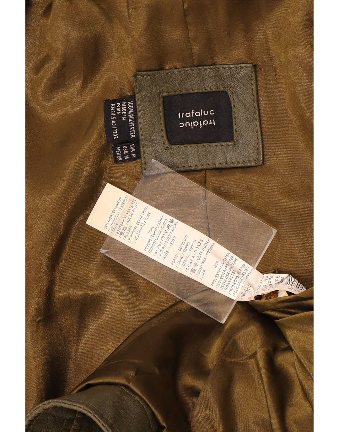 Jachetă de piele Trafaluc Crop pentru femei Zara UK 12 Medium Khaki Leather