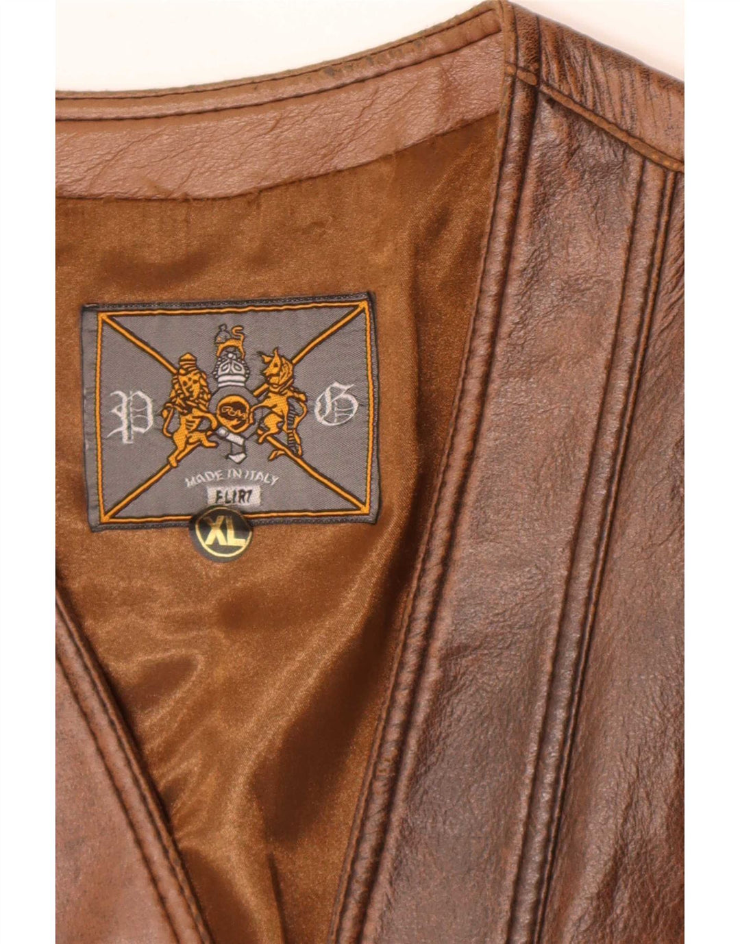 Vestă din piele vintage pentru bărbați XL maro