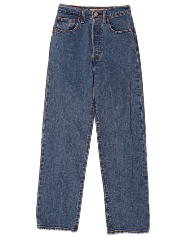Blugi drepți cu talie înaltă Levi's Ribcage pentru femei L24 L29 Bumbac albastru