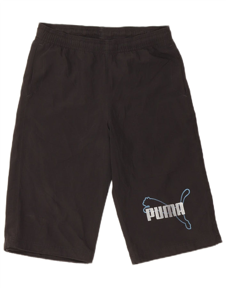 Pantaloni scurți sport grafic Puma pentru băieți 11-12 ani poliester negru