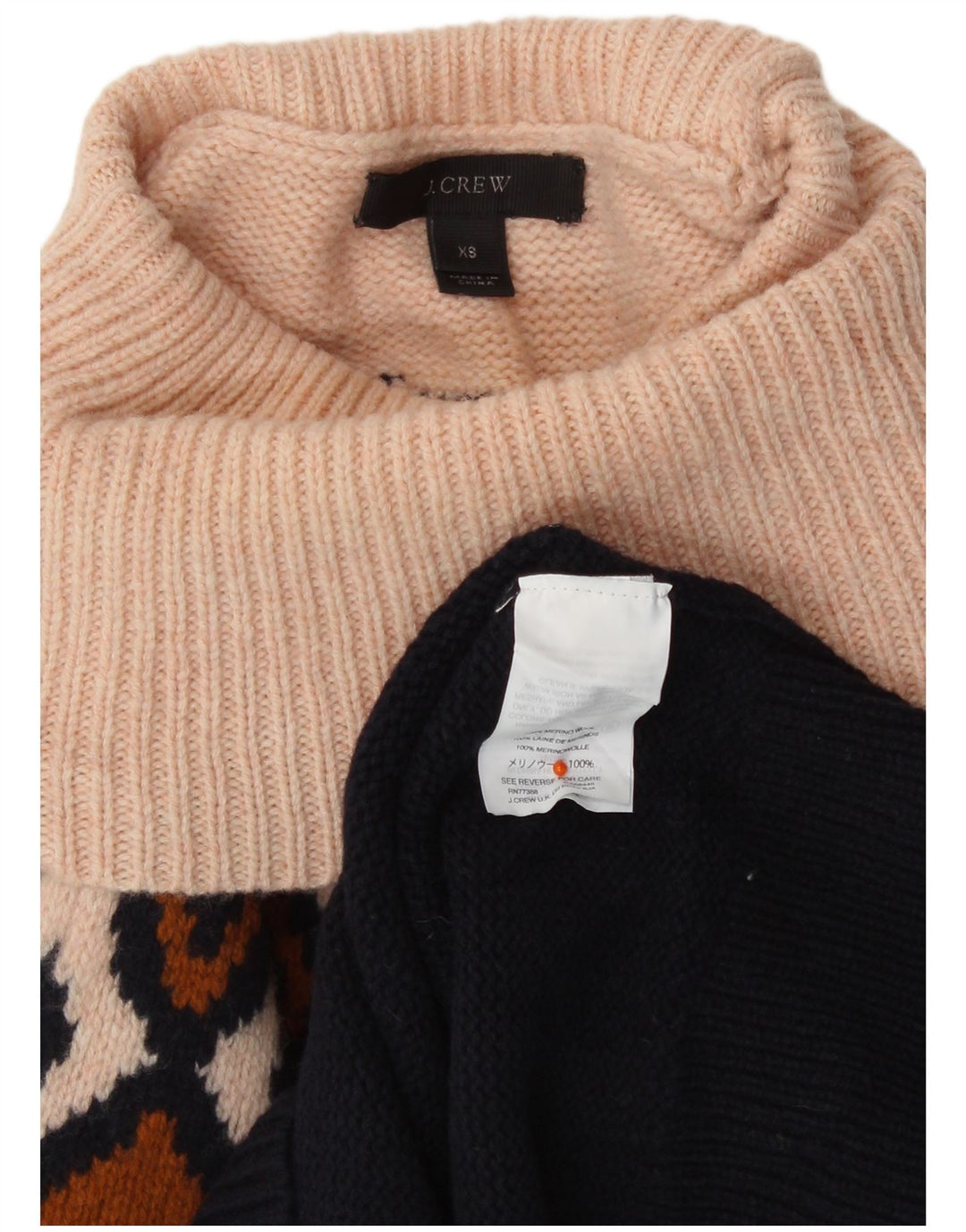 J. CREW Pulover crop cu gât rulat pentru femei UK 6 XS bleumarin Fair Isle