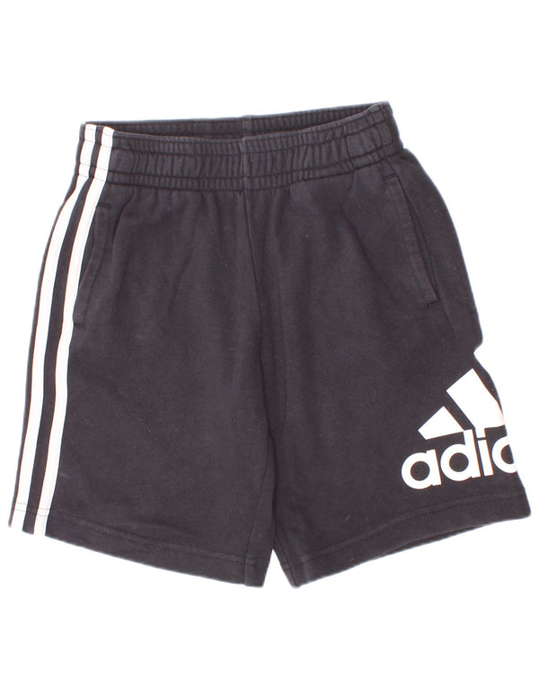 Pantaloni scurți sport grafic Adidas pentru băieți 7-8 ani, bumbac negru