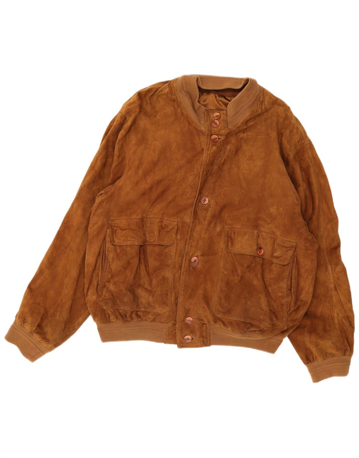 Bomber Vintage pentru bărbați din piele intoarsa IT 56 3XL maro