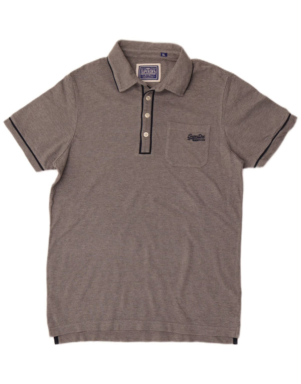 Tricou polo pentru bărbați Superdry XL, bumbac cu pete gri