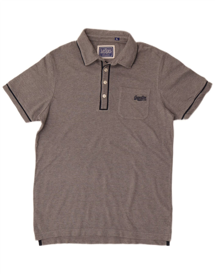 Tricou polo pentru bărbați Superdry XL, bumbac cu pete gri