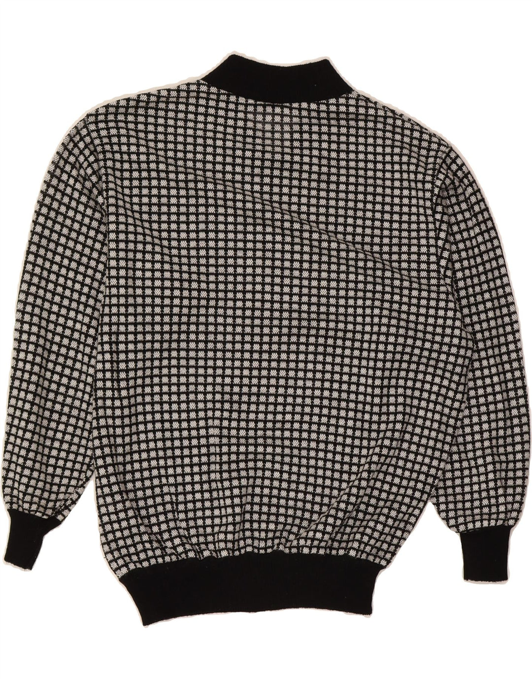 VINTAGE Womens Turtle Neck Jumper Sweater UK 16 Large Grey Check Vintage Vintage and Second-Hand Vintage from Messina Hembry 