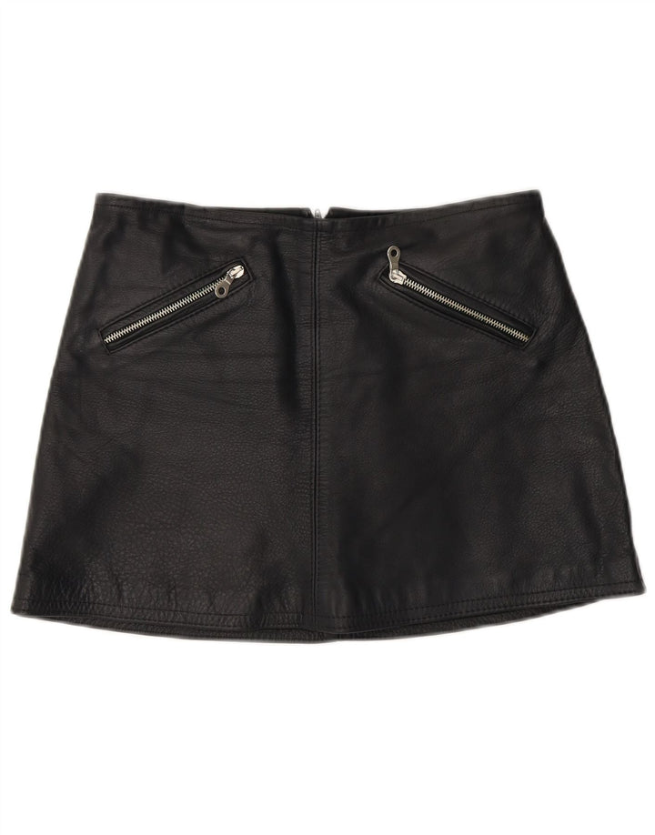Fusta Mini din piele Vintage pentru femei W28 Medium Black