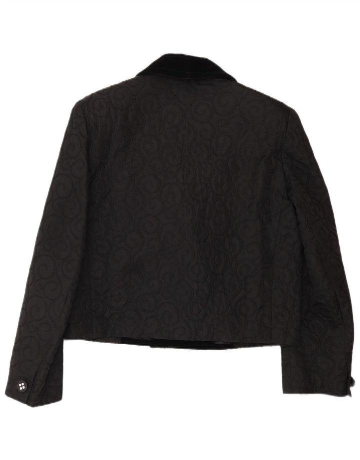 Jachetă Blazer pentru femei VINTAGE cu două pieptări UK 14 Medium Black Paisley