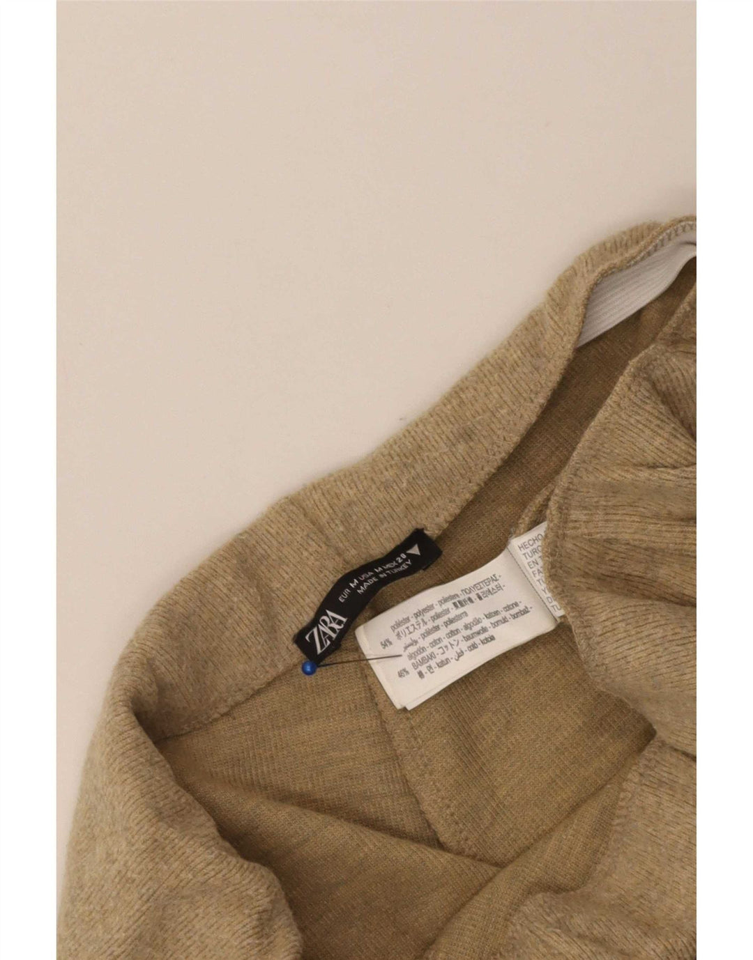 Pantaloni de trening Zara cu talie înaltă pentru femei UK 12 Poliester mediu bej