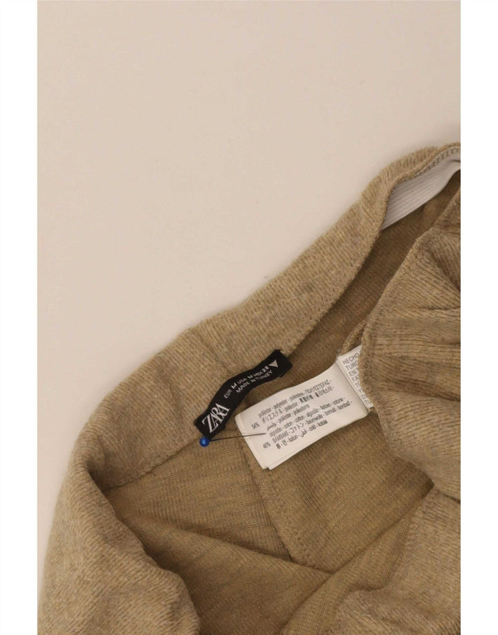Pantaloni de trening Zara cu talie înaltă pentru femei UK 12 Poliester mediu bej