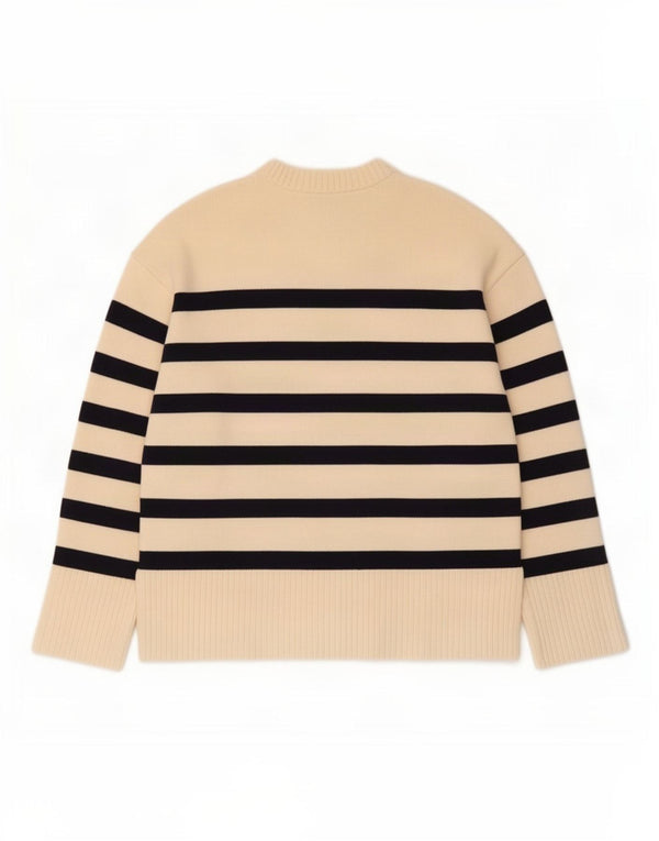 Pulover pentru damă Zara, cu gâtul turn, Vâscoză cu dungi alb mediu, UK 14