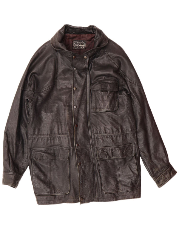 Jachetă de piele pentru bărbați VINTAGE UK 40, mare, neagră