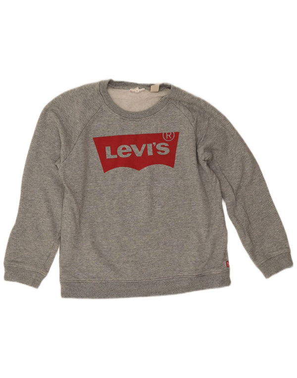 Levi's Pulover supradimensionat cu grafic pentru femei UK 10 Bumbac gri mic