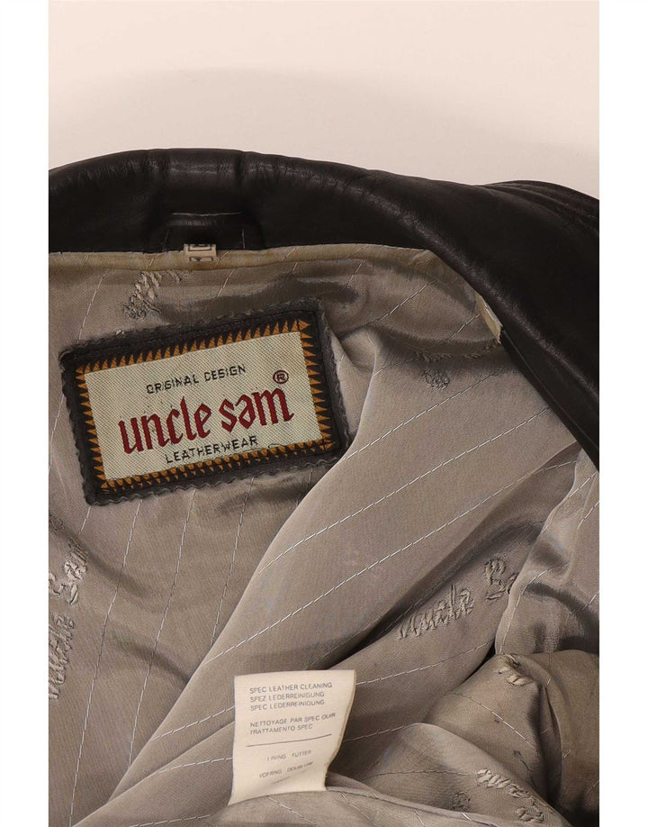 Uncle Sam Gilet din piele pentru bărbați, mare, neagră