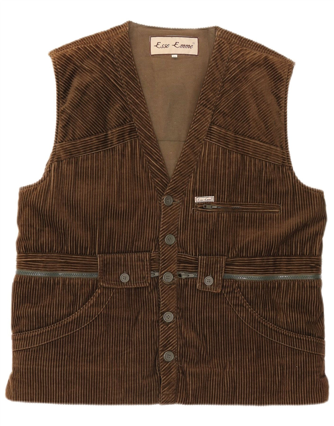 ESSE EMME Gilet pentru bărbați din velur IT 48 Medium Khaki Bumbac