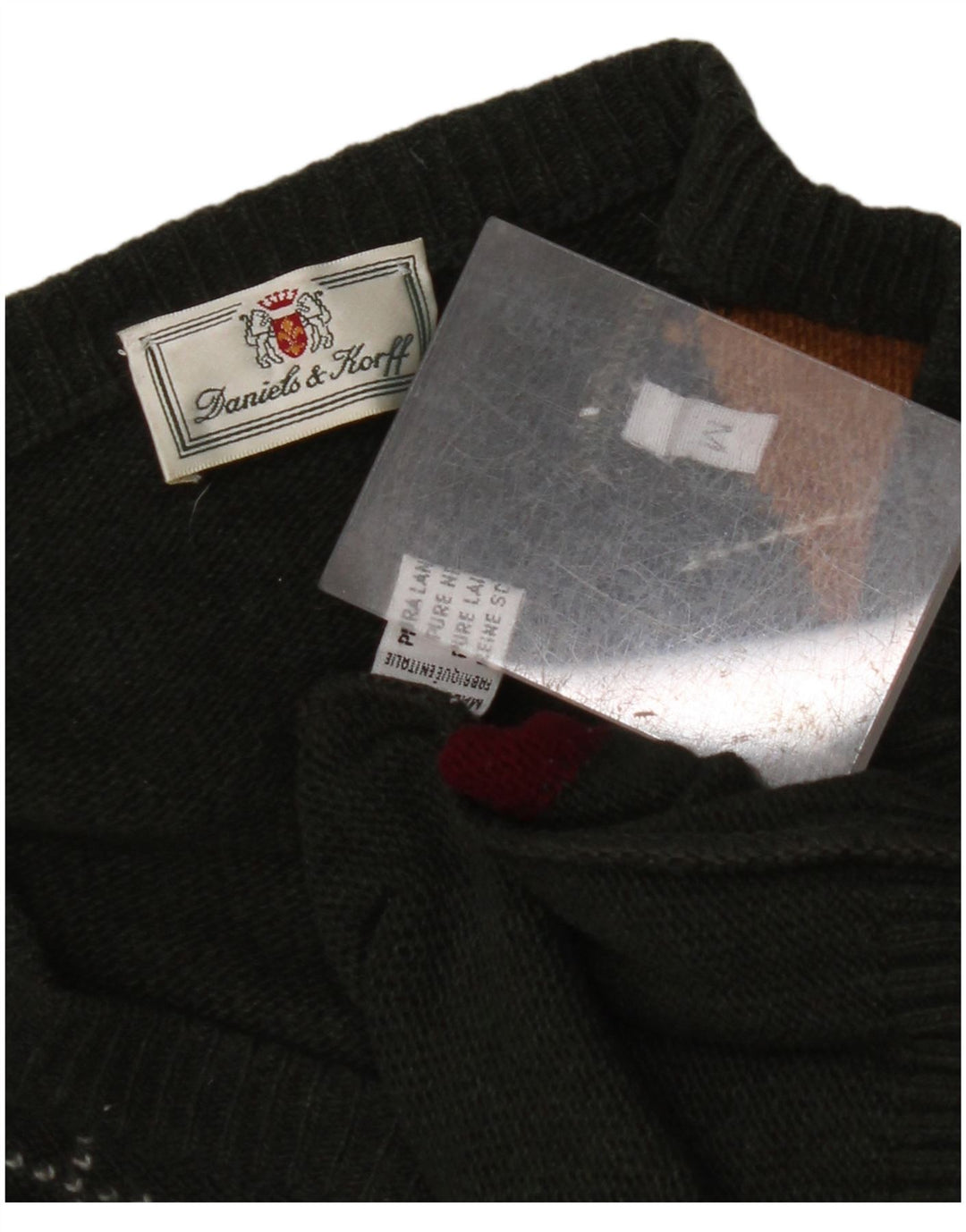 Pulover VINTAGE pentru bărbați, cu decolteu în V, din lână nouă verde mediu Argyle/Diamond