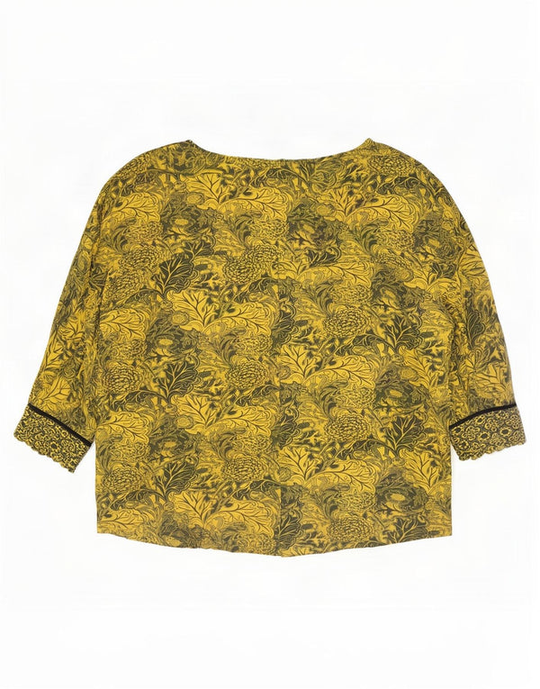 Pulover Desigual pentru femei cu decolteu în V supradimensionat UK 14 Medium Galben Floral