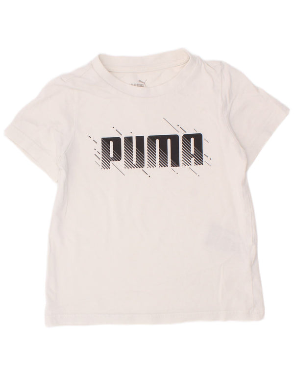 Tricou grafic Puma Băieți Top 5-6 Ani Bumbac Alb