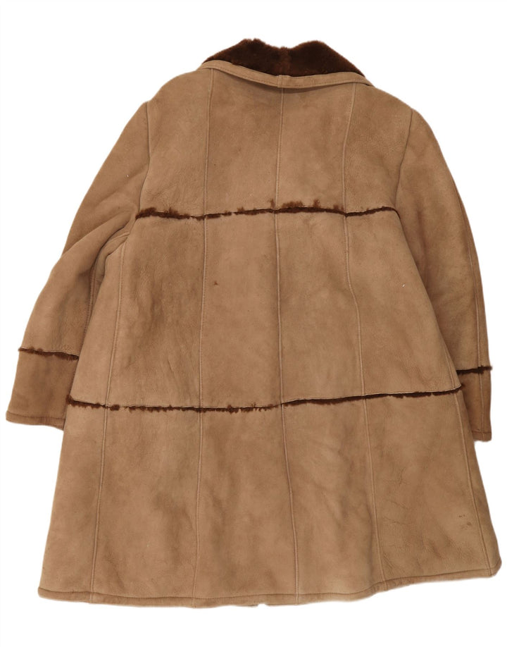 Palton vintage pentru femei din shearling UK 16 mare bej