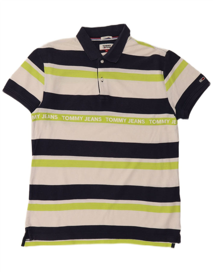 Tricou polo grafic rugby pentru bărbați TOMMY HILFIGER, în dungi, albastru marin mediu