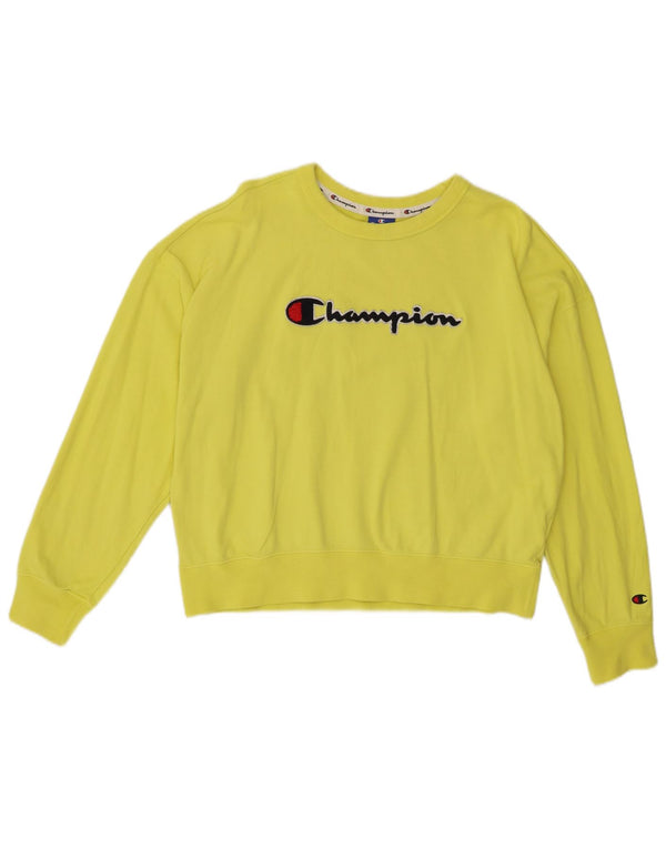 Pulover supradimensionat cu grafic pentru femei Champion UK 14 Galben mediu