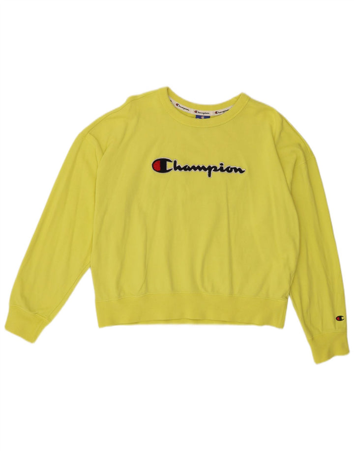 Pulover supradimensionat cu grafic pentru femei Champion UK 14 Galben mediu