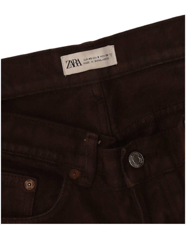Blugi drepți cu talie mare pentru femei Zara EU 40 Medium W30 L28 Maro
