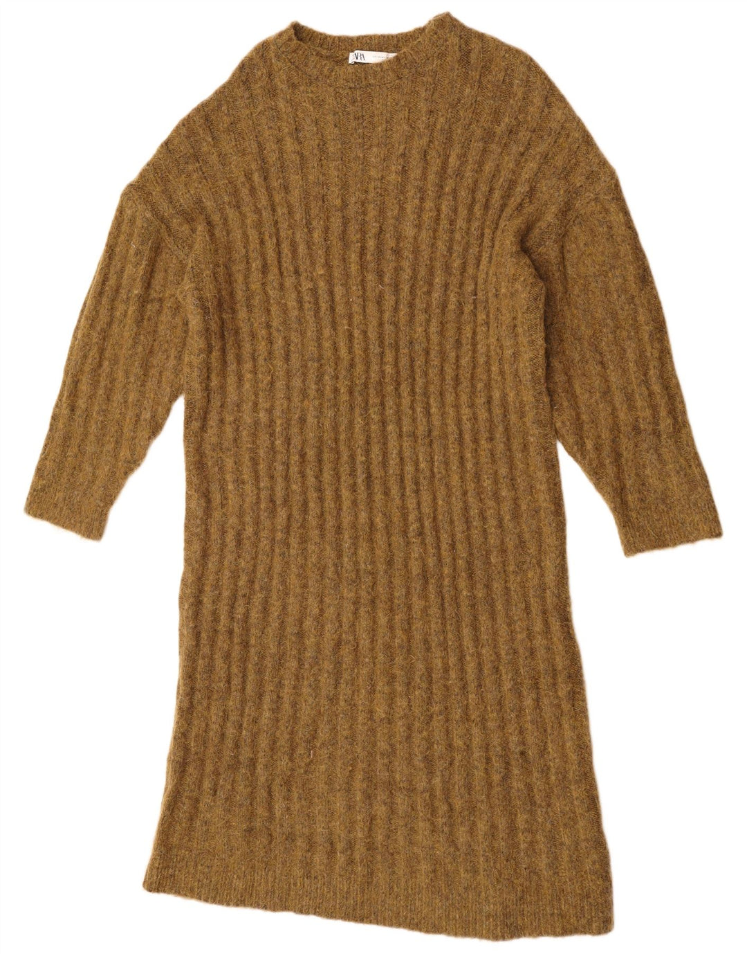 Rochie Jumper supradimensionată ZARA pentru femei UK 14 Medium Khaki Nylon