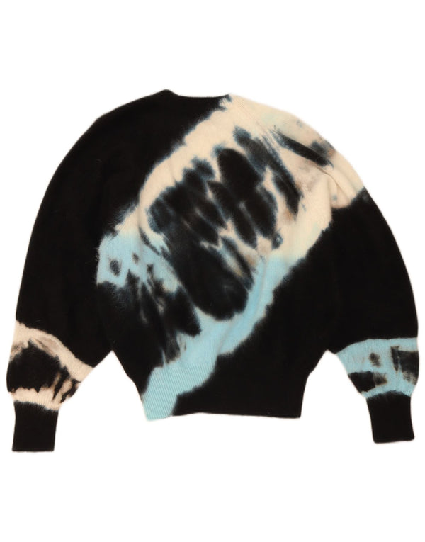 Pulover vintage cu gâtul rotund de liliac pentru femei UK 12 Medium Black Tie Dye