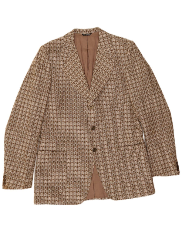 Jachetă Vintage pentru bărbați cu 3 nasturi IT 52 XL Lână geometrică maro