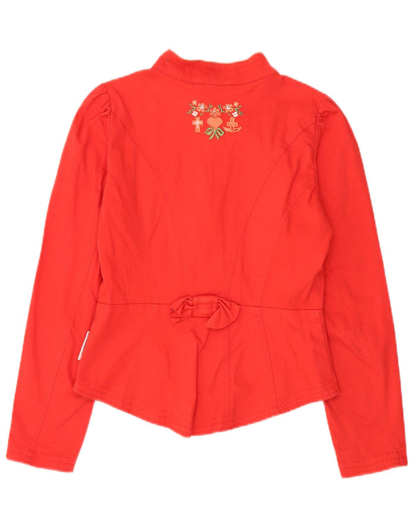 Jachetă vintage pentru femei cu 6 nasturi din bumbac roșu mediu UK 12