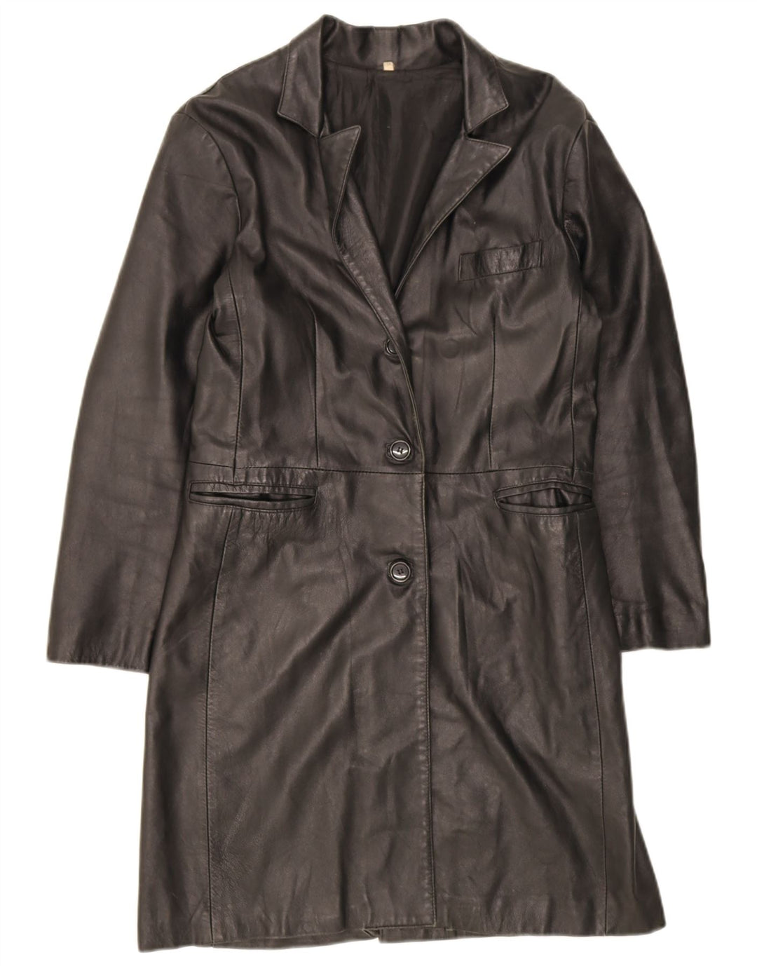 Palton din piele vintage pentru femei UK 18 XL din piele neagră