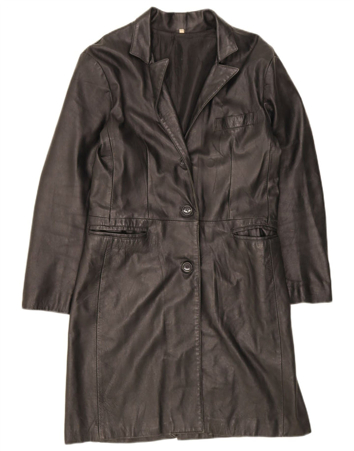 Palton din piele vintage pentru femei UK 18 XL din piele neagră