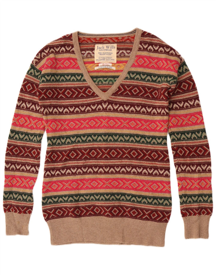 Pulover Jack Wills pentru femei cu decolteu în V UK 12 Medium Multicolor