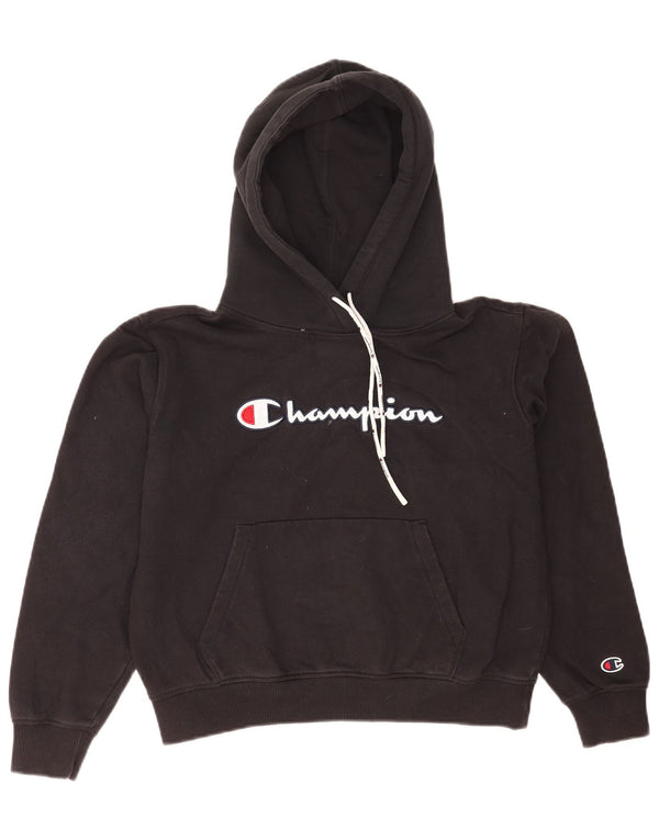 Pulover pentru bărbați Champion, cu grafic regular, cu glugă, negru