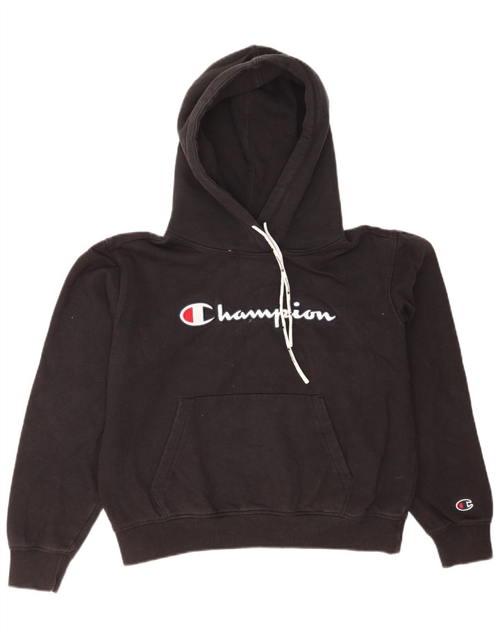 Pulover pentru bărbați Champion, cu grafic regular, cu glugă, negru