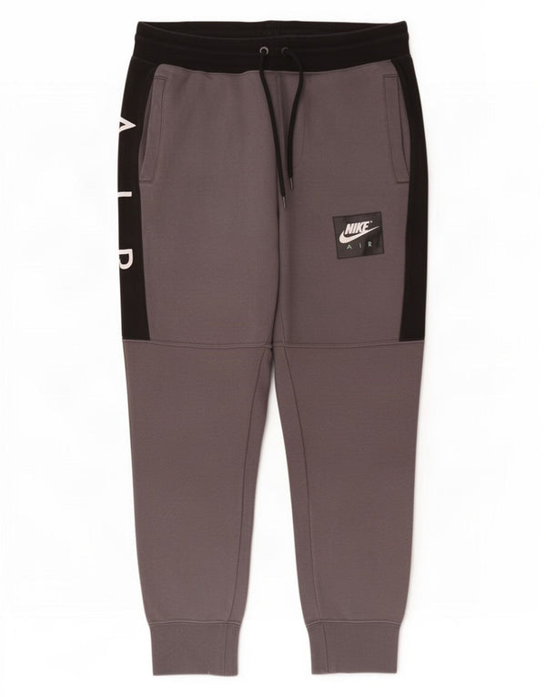 Nike Mens Graphic Tracksuit Trousers Joggers Medium Grey Colourblock Cotton