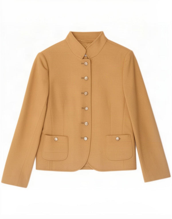 Basler Jachetă Blazer pentru femei cu 6 nasturi UK 12 Medium Bej Lână virgină Classic